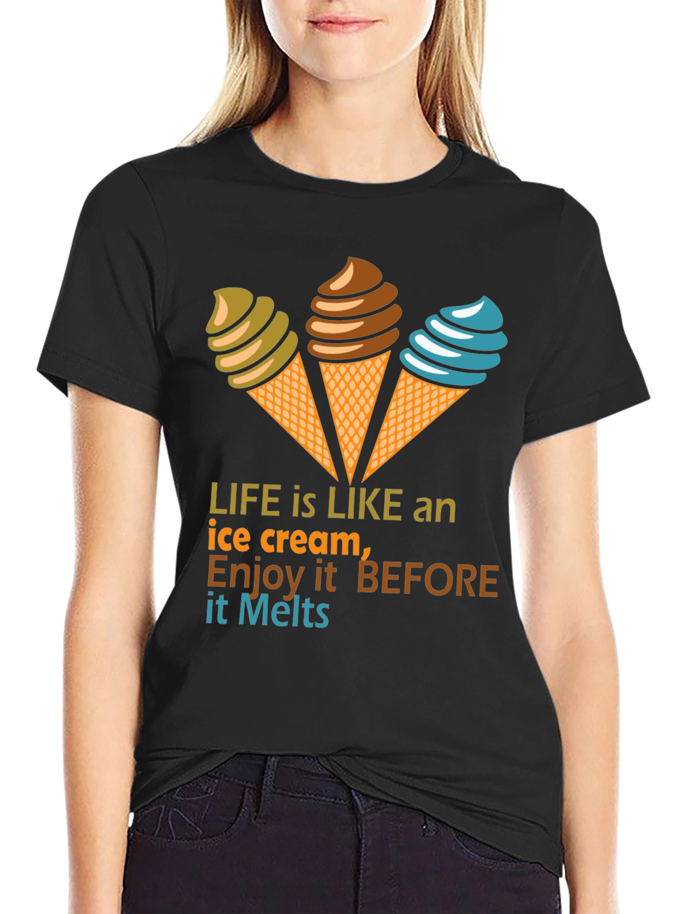 Black Life Is Like an Ice Cream Graphic T-Shirt view 2