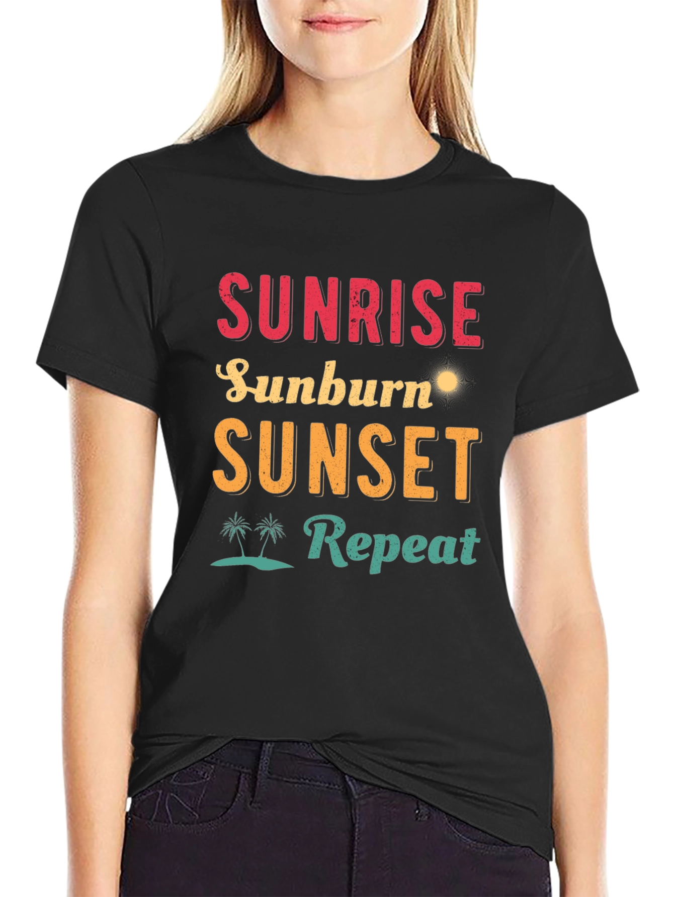 Black Sunrise Sunburn Sunset Repeat Graphic Tee view 2