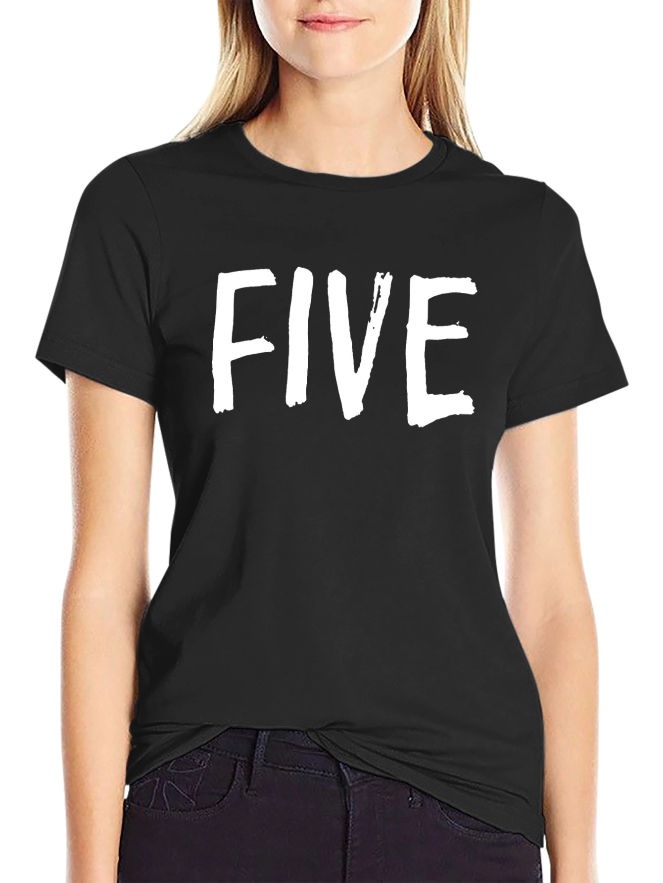 Black Five Graphic Tee - Bold Statement T-Shirt view 2