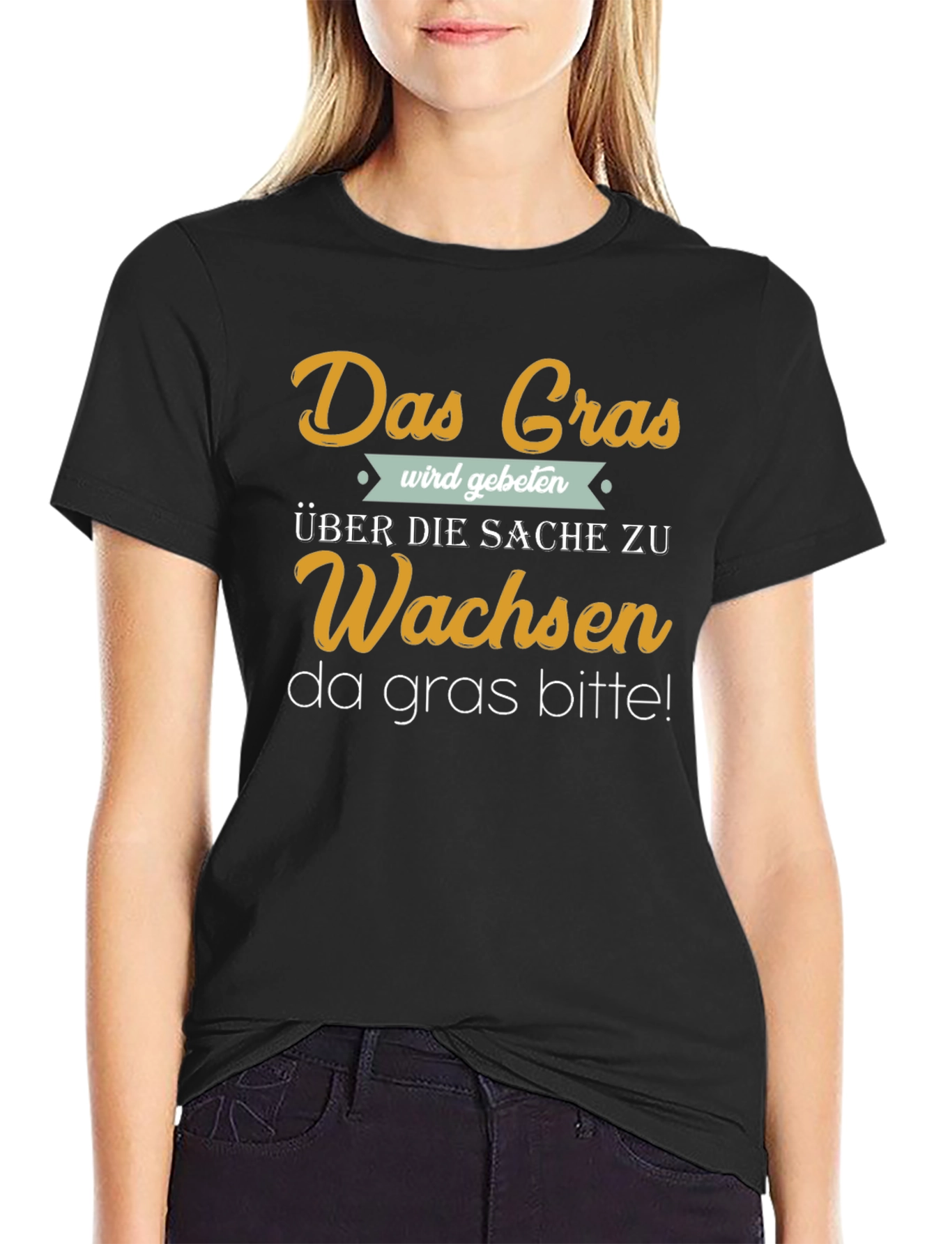 Black Das Gras German Slogan T-Shirt view 2