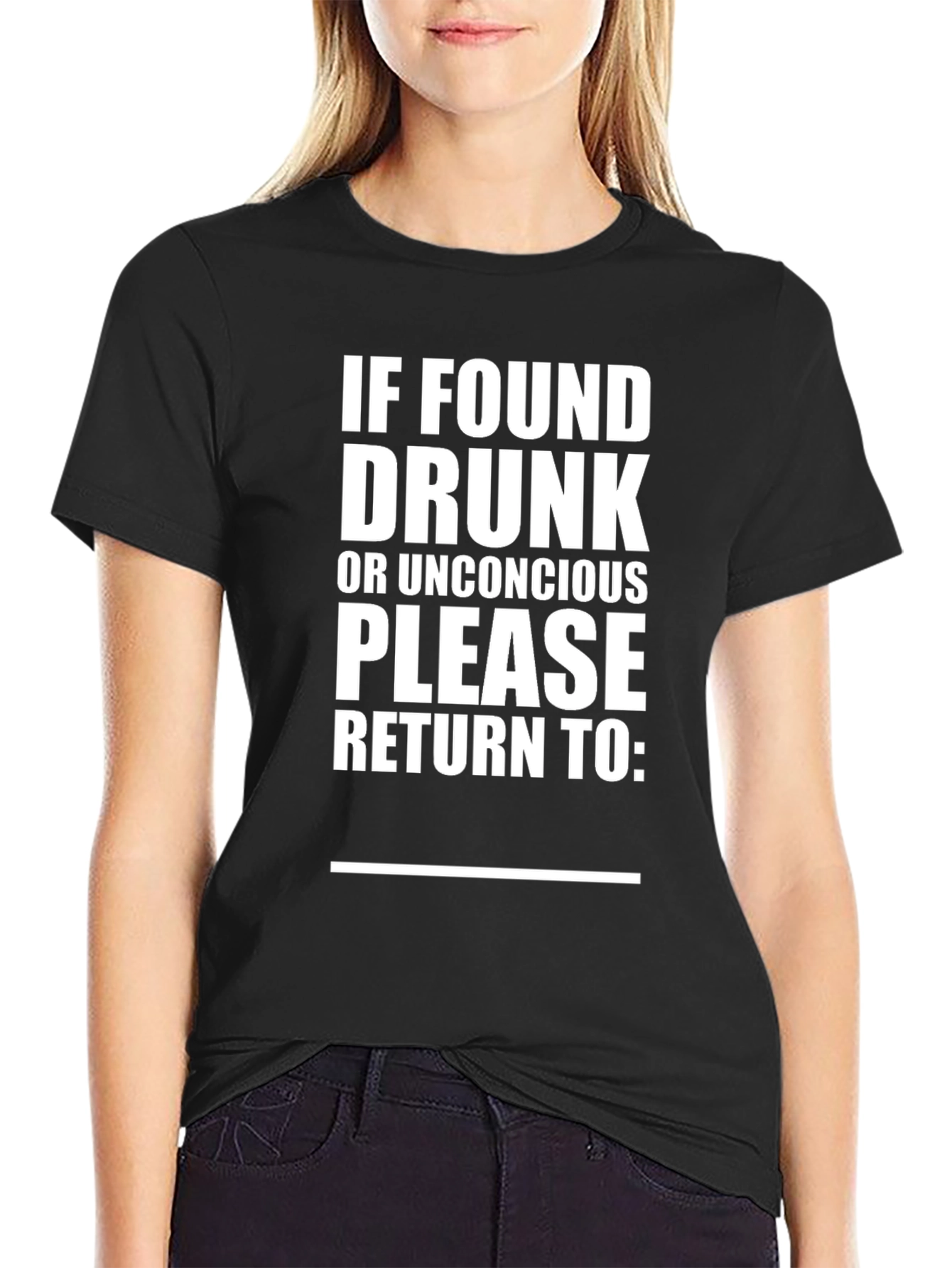Black Funny Black T-Shirt: If Found Drunk, Return To view 2