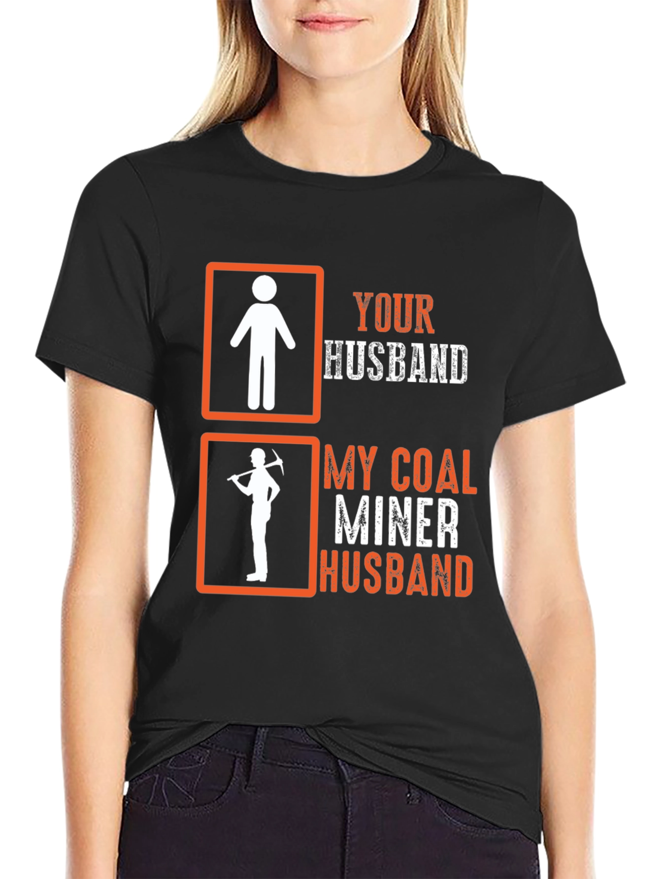 Black Coal Miner Husband Graphic T-Shirt view 2