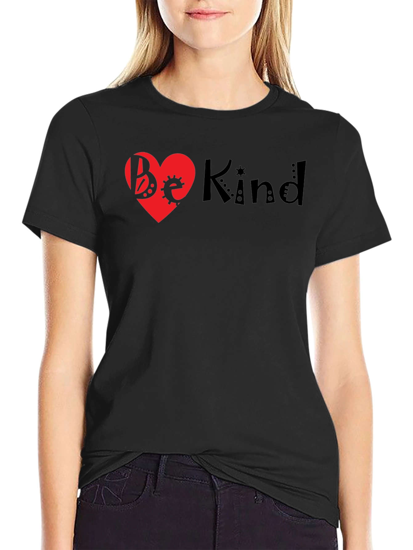 Black Be Kind Heart Graphic Tee - Black view 2