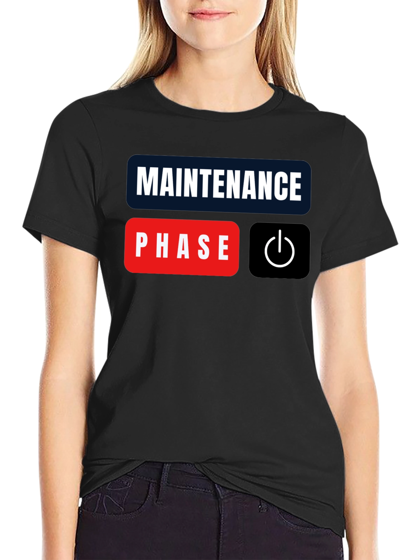 Black Maintenance Phase Mode On Black T-Shirt view 2