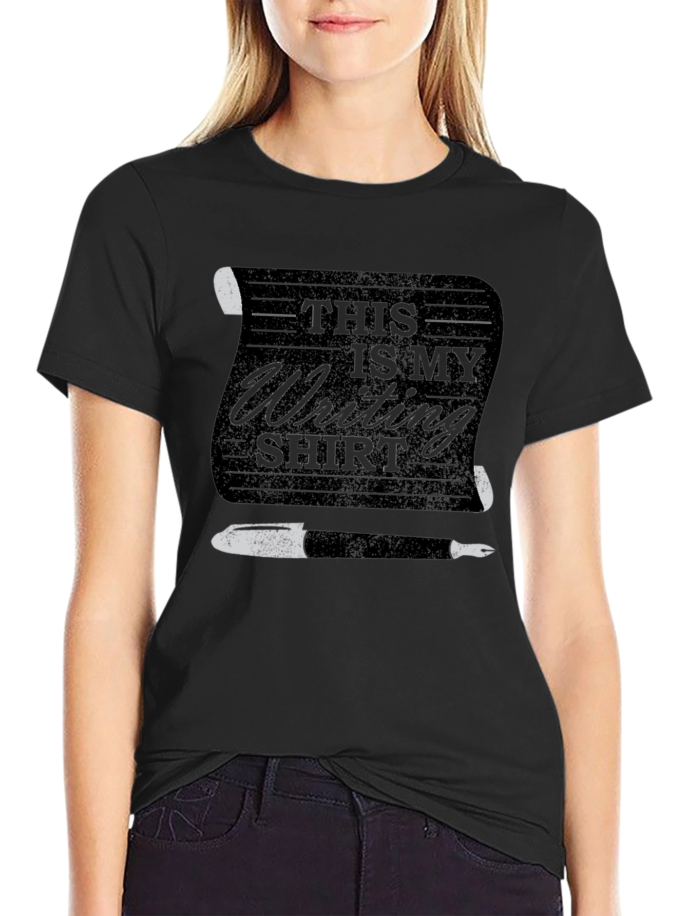 Black This Is My Writing Shirt - Novelty Graphic Tee view 2