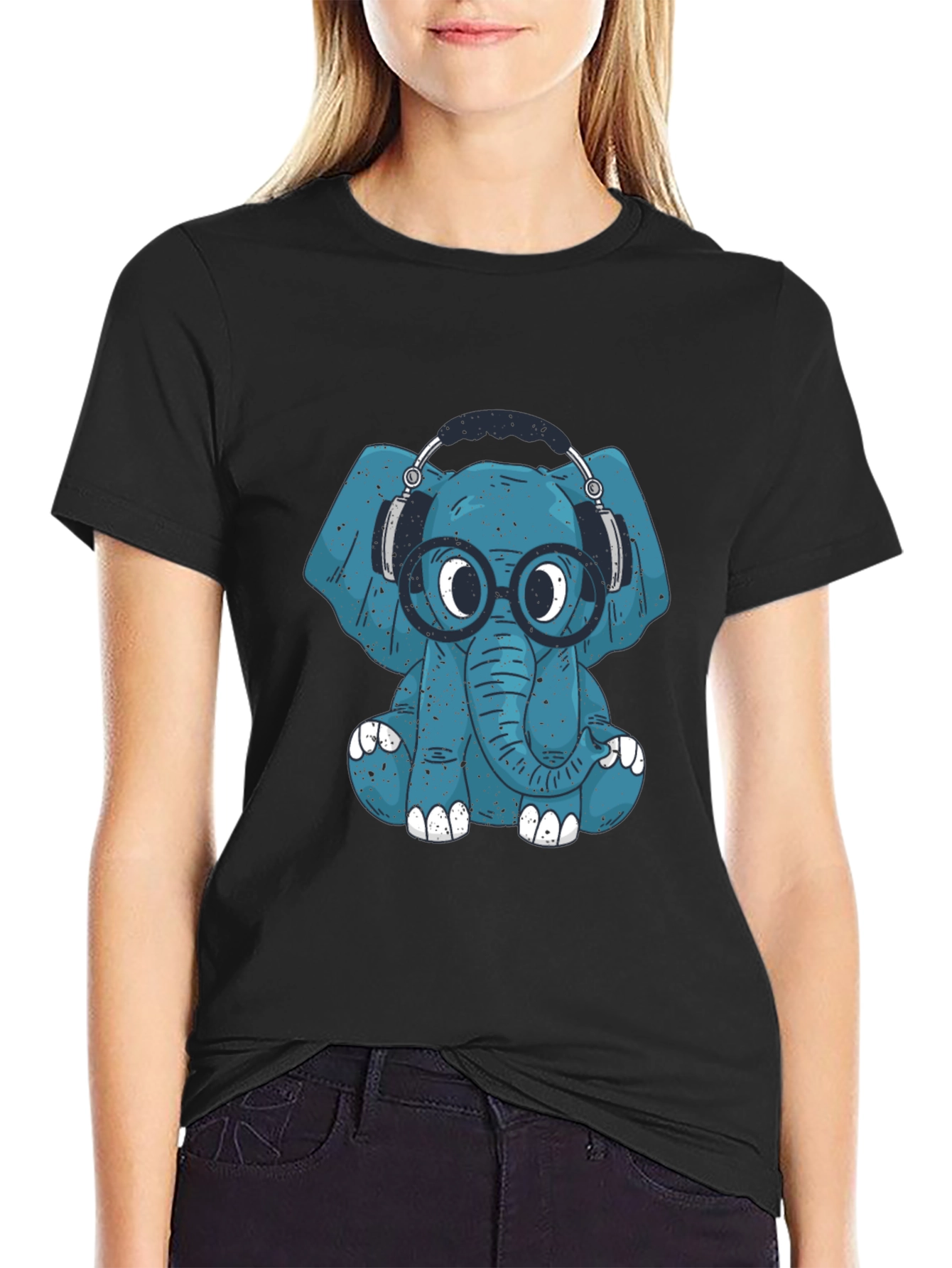 Blue Elephant Geek T-Shirt - Quirky Graphic Tee - 2