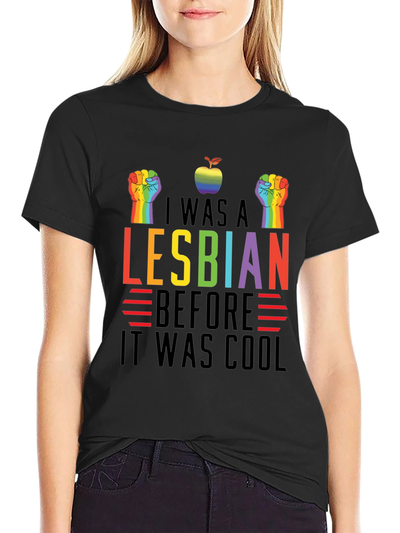 Black I Was A Lesbian Before It Was Cool T-Shirt LGBTQ view 2