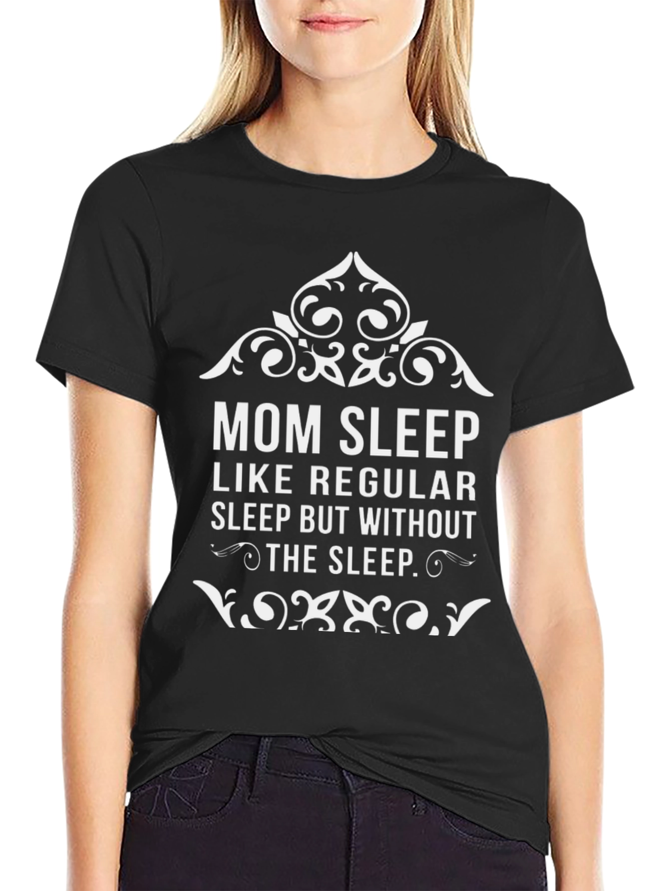 Black Mom Sleep Graphic Tee - Funny Women's T-Shirt view 2