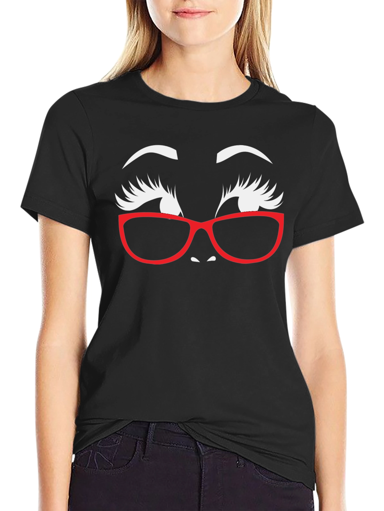 Black Funky Face Graphic Tee - Novelty Unisex T-Shirt view 2