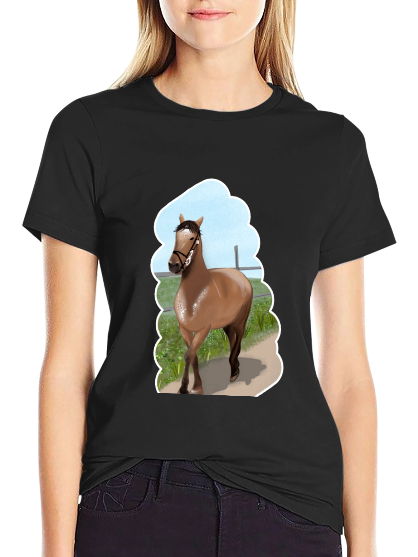 Black Horse Graphic Tee - Stylish Unisex Design view 2