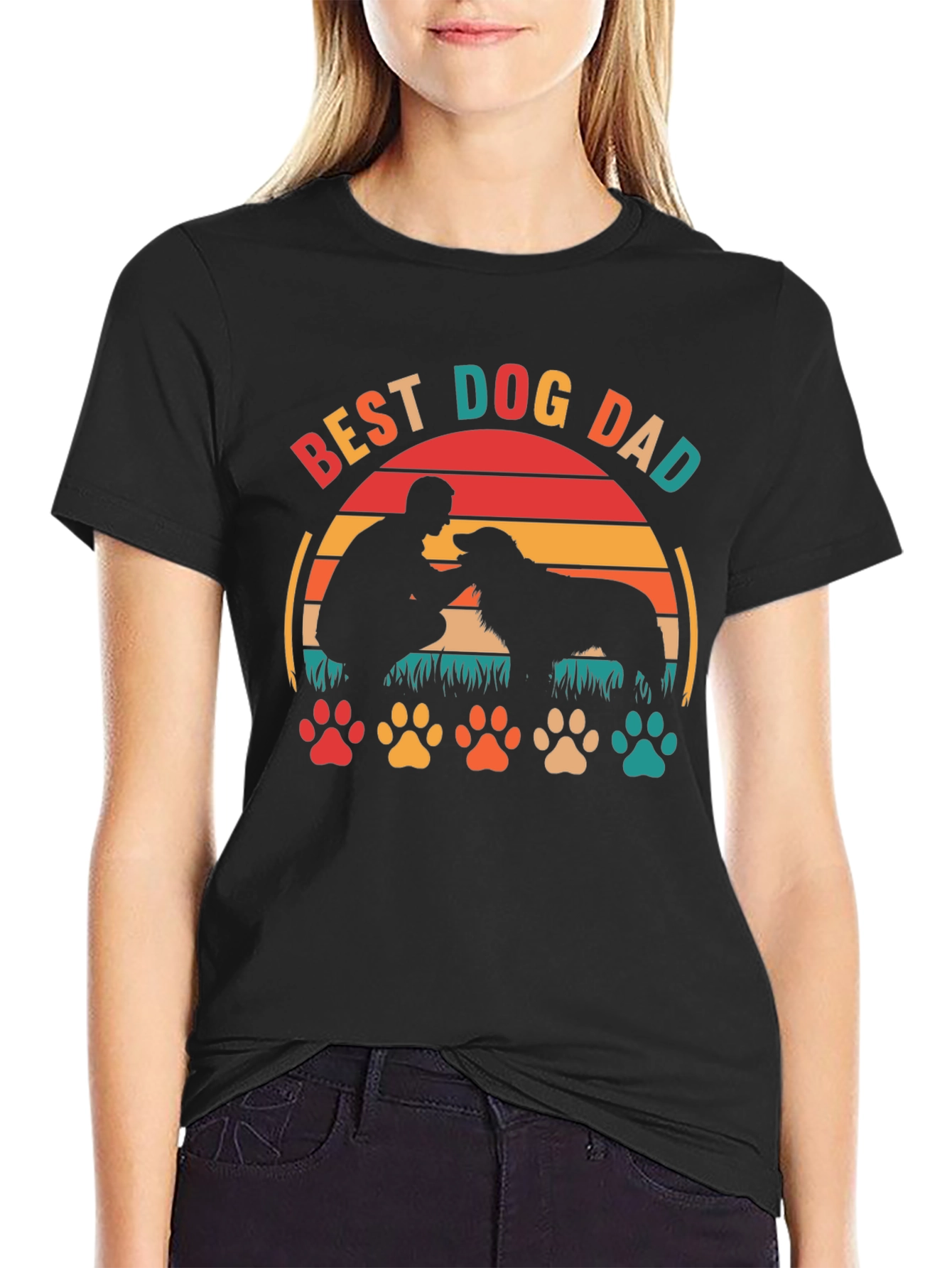Best Dog Dad T-Shirt: Silhouette Design, Casual Wear - 2