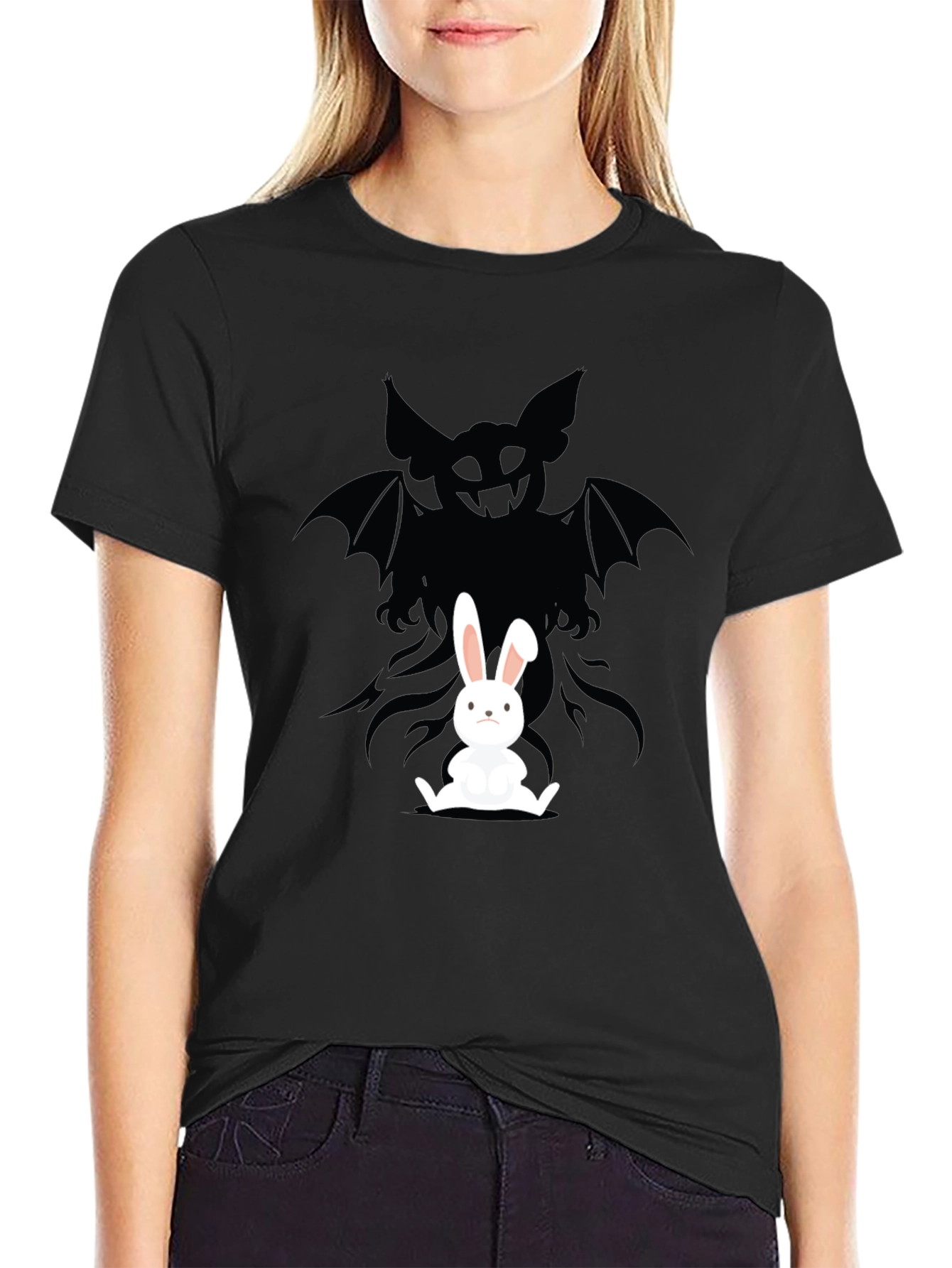 Black Rabbit's Shadow T-Shirt - Dark Humor Design view 2