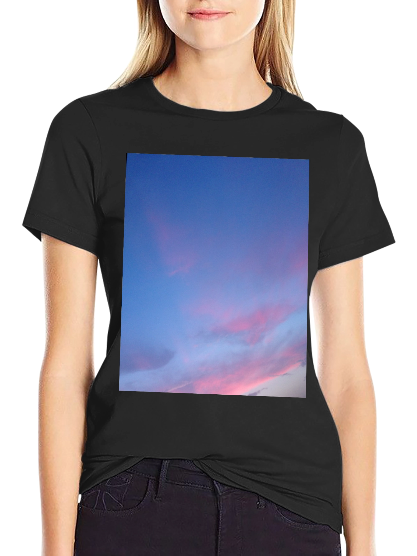 Black Sunset Sky T-Shirt - Soft Black Cotton Tee view 2
