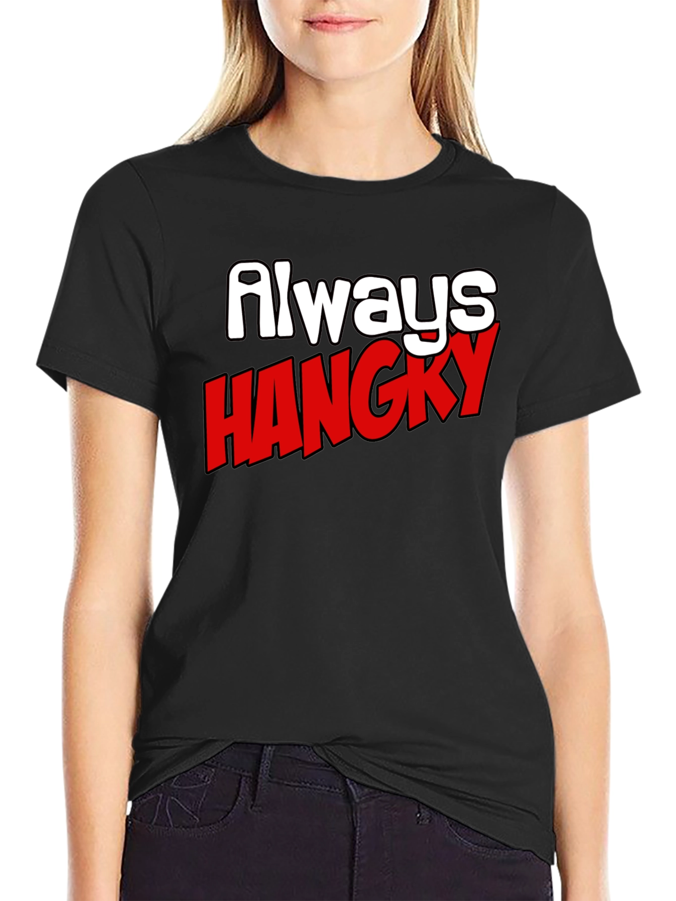 Black Always Hangry Funny Graphic T-Shirt view 2