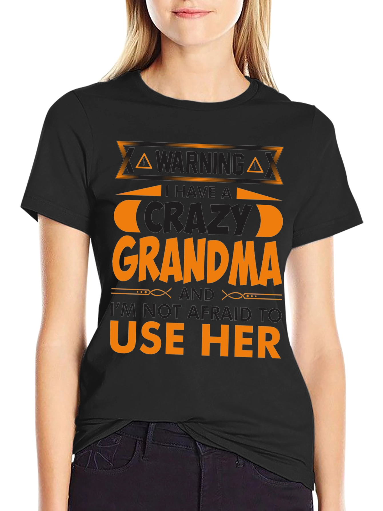 Black Crazy Grandma T-Shirt view 2