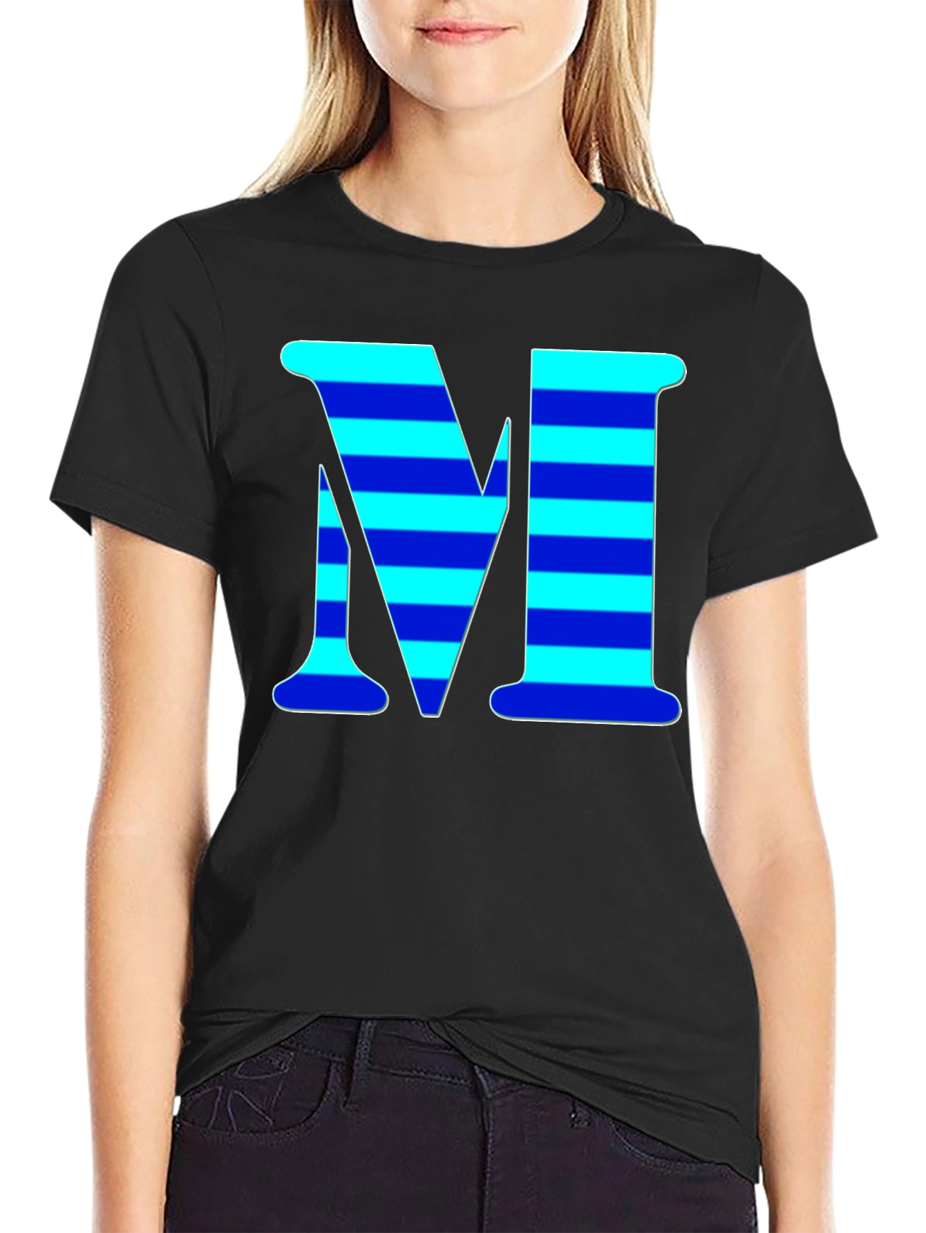 Black Striped "M" Graphic Tee - Cool Casual Style view 2