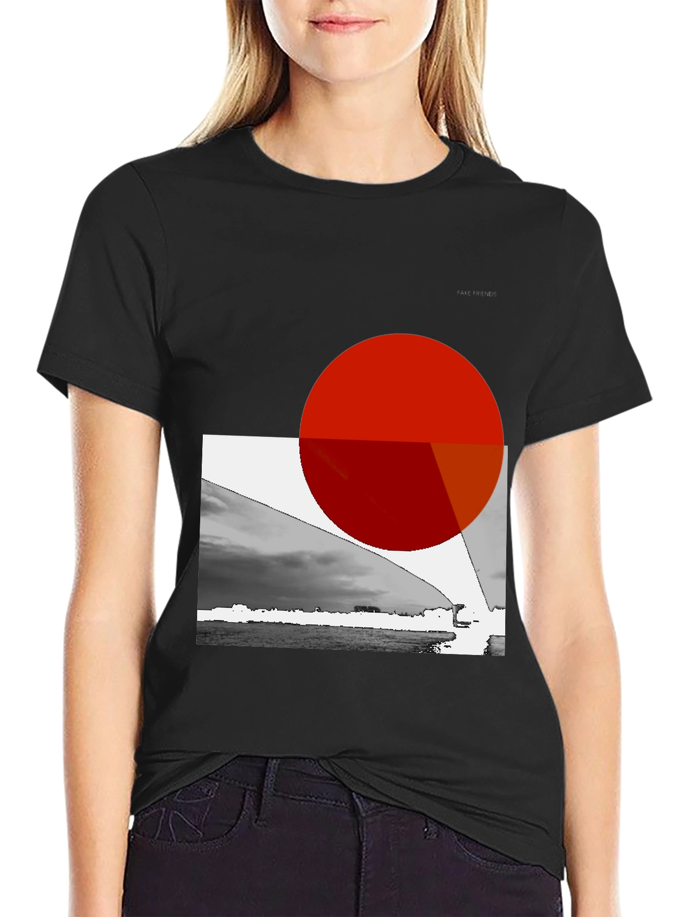 Black Abstract Graphic Print Black T-Shirt view 2