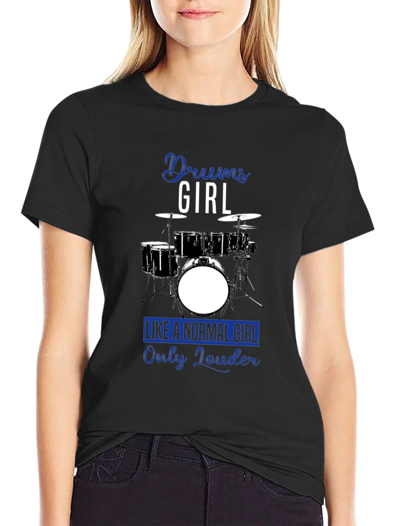 Black Drums Girl Graphic Tee - Loud and Proud Musician Shirt view 2
