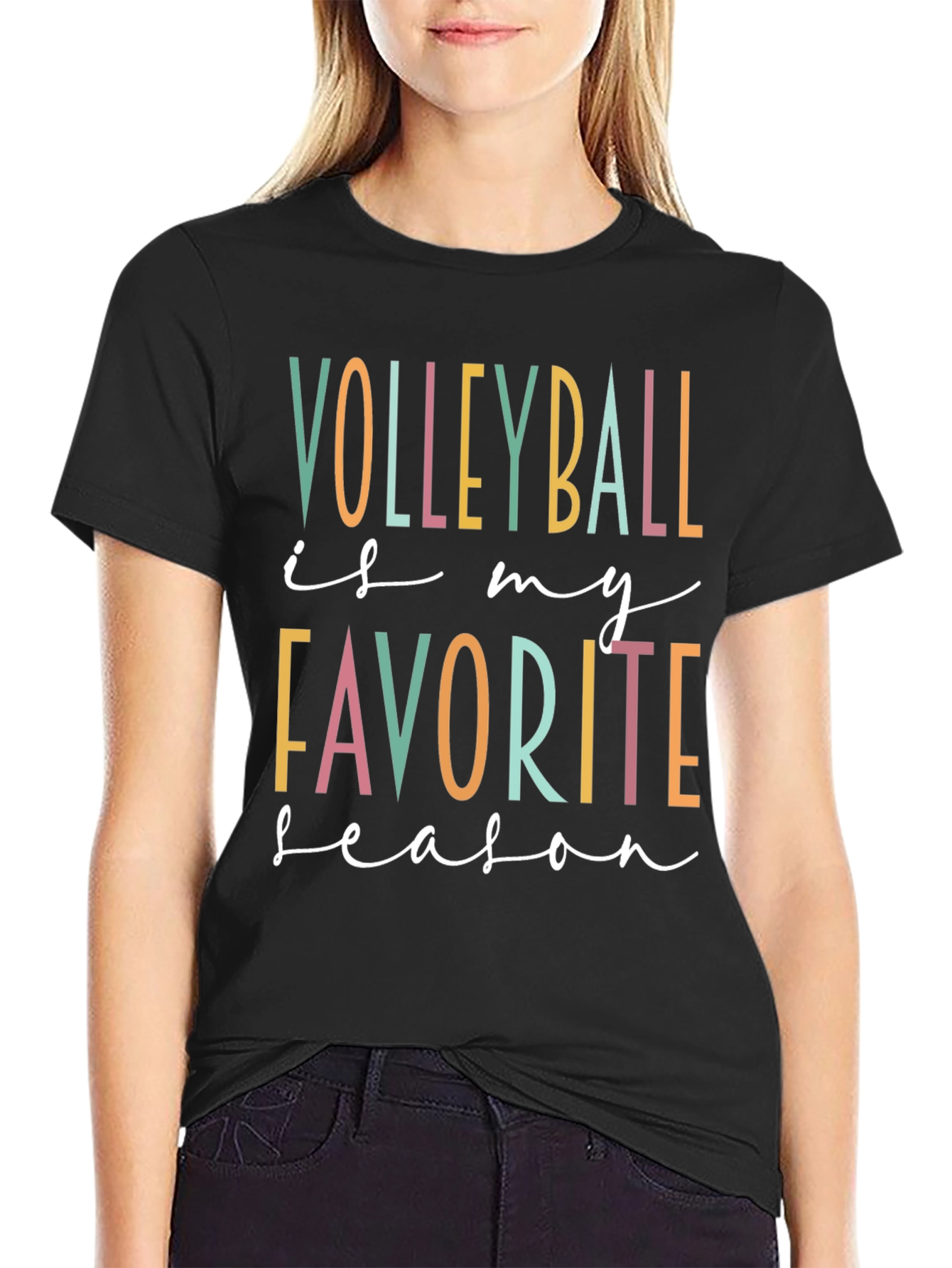 Black Volleyball Is My Favorite Season Graphic Tee view 2