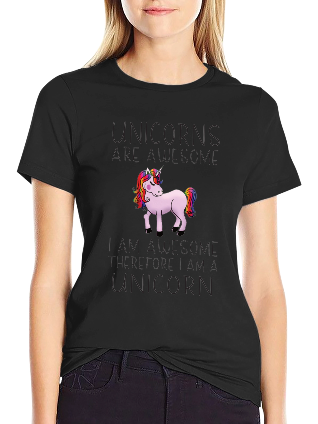 Black Unicorn T-Shirt - Awesome Unicorn Design view 2
