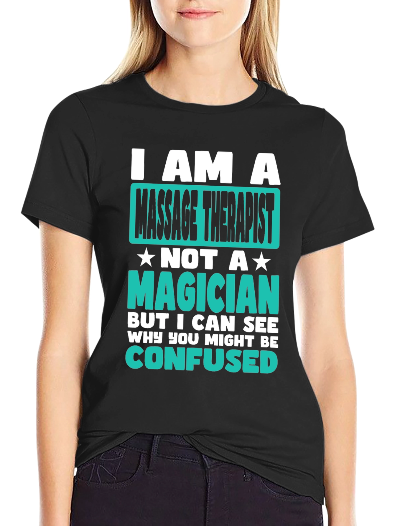 Black Massage Therapist T-Shirt Funny Magician Gift view 2
