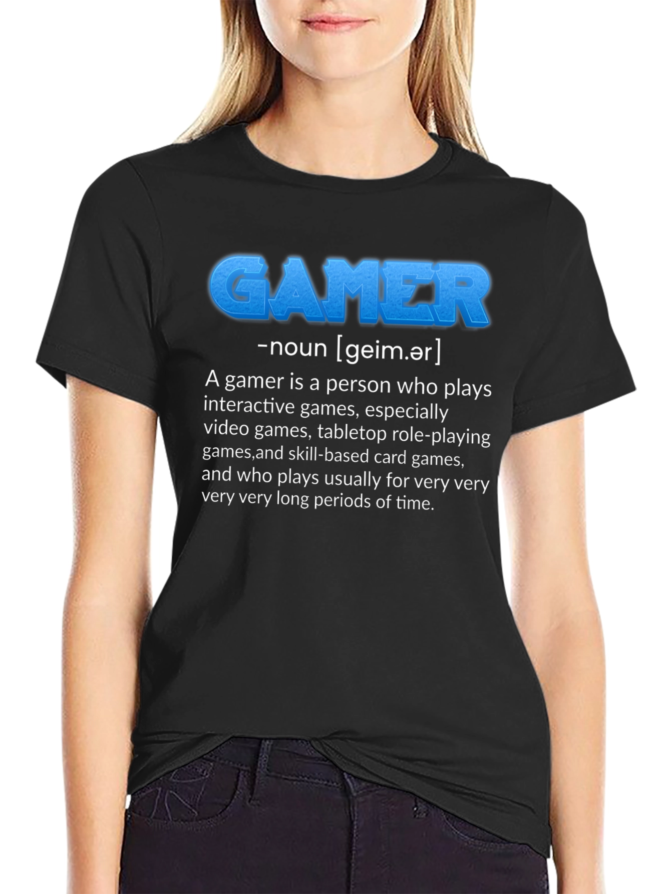 Black Gamer Definition Black T-Shirt view 2