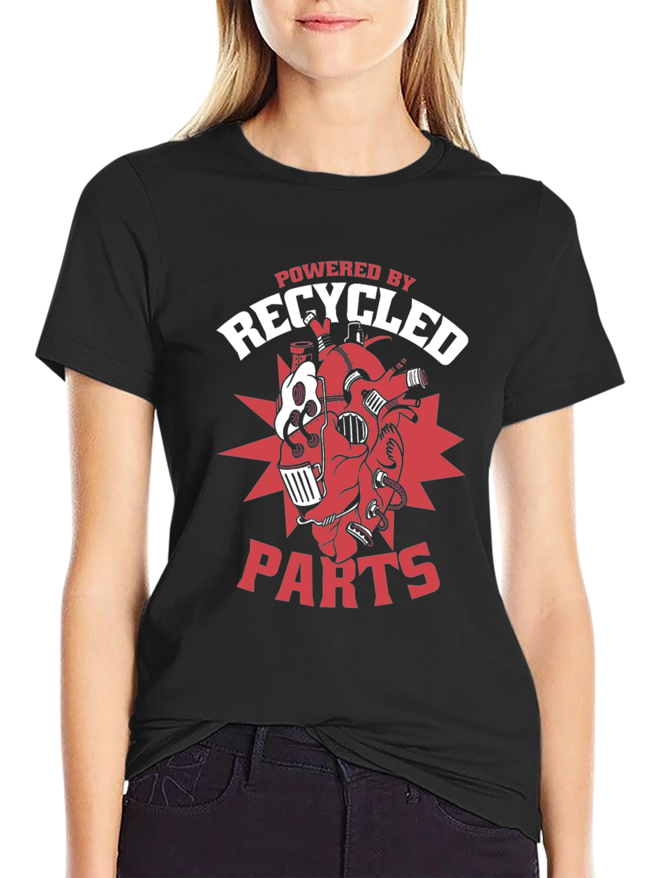 Black Recycled Parts T-Shirt - Unique Design view 2