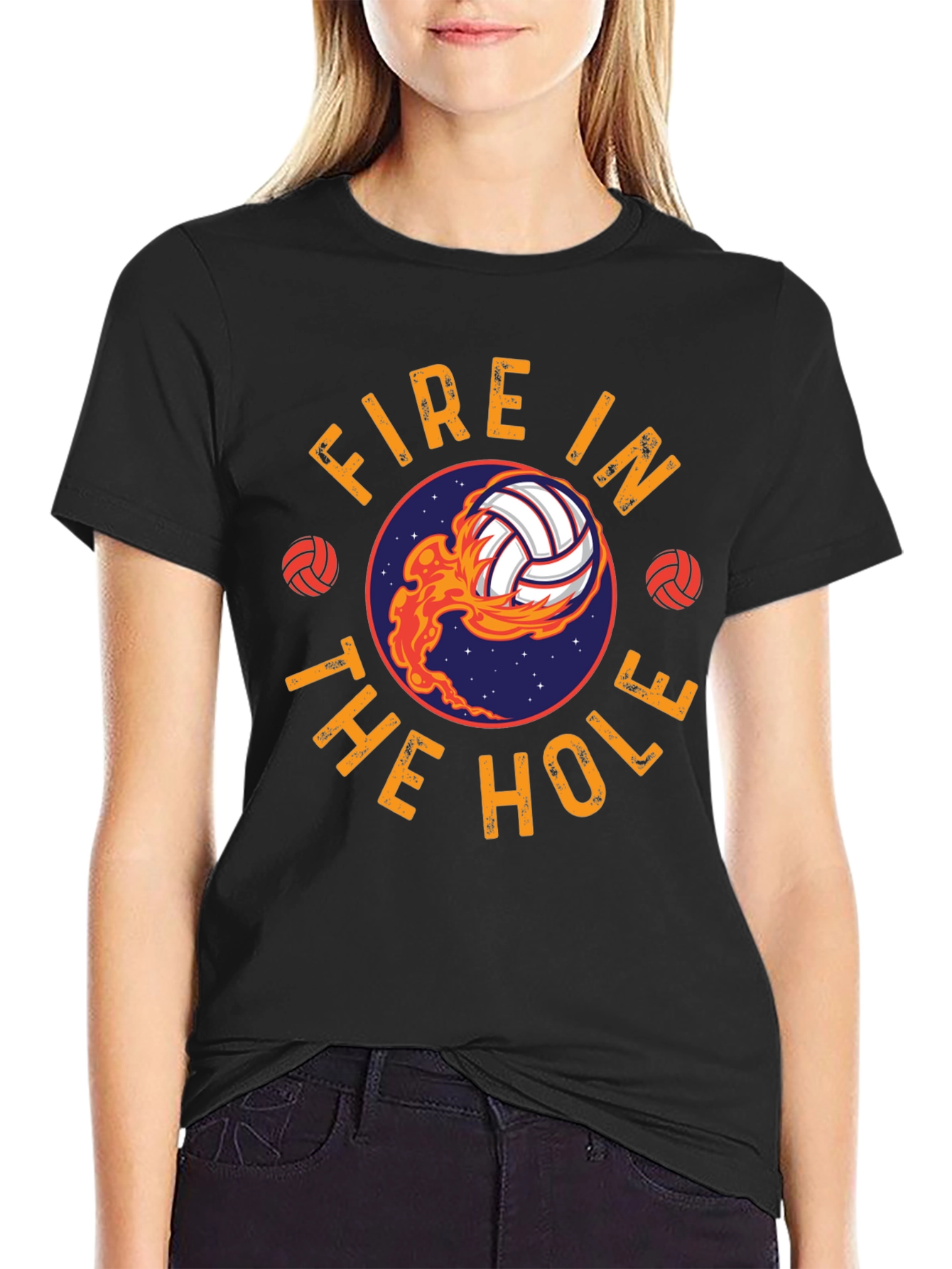 Black Fire In The Hole Volleyball T-Shirt - Black view 2