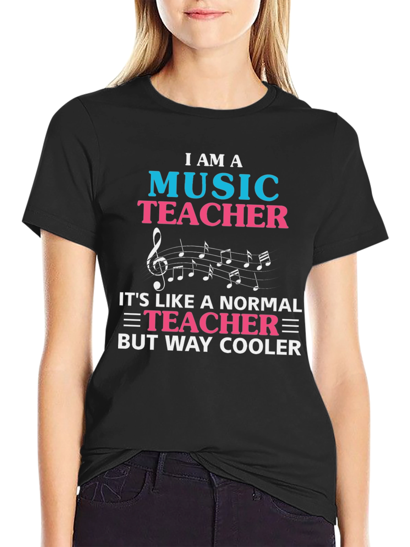 Black Music Teacher T-Shirt - Way Cooler Tee view 2