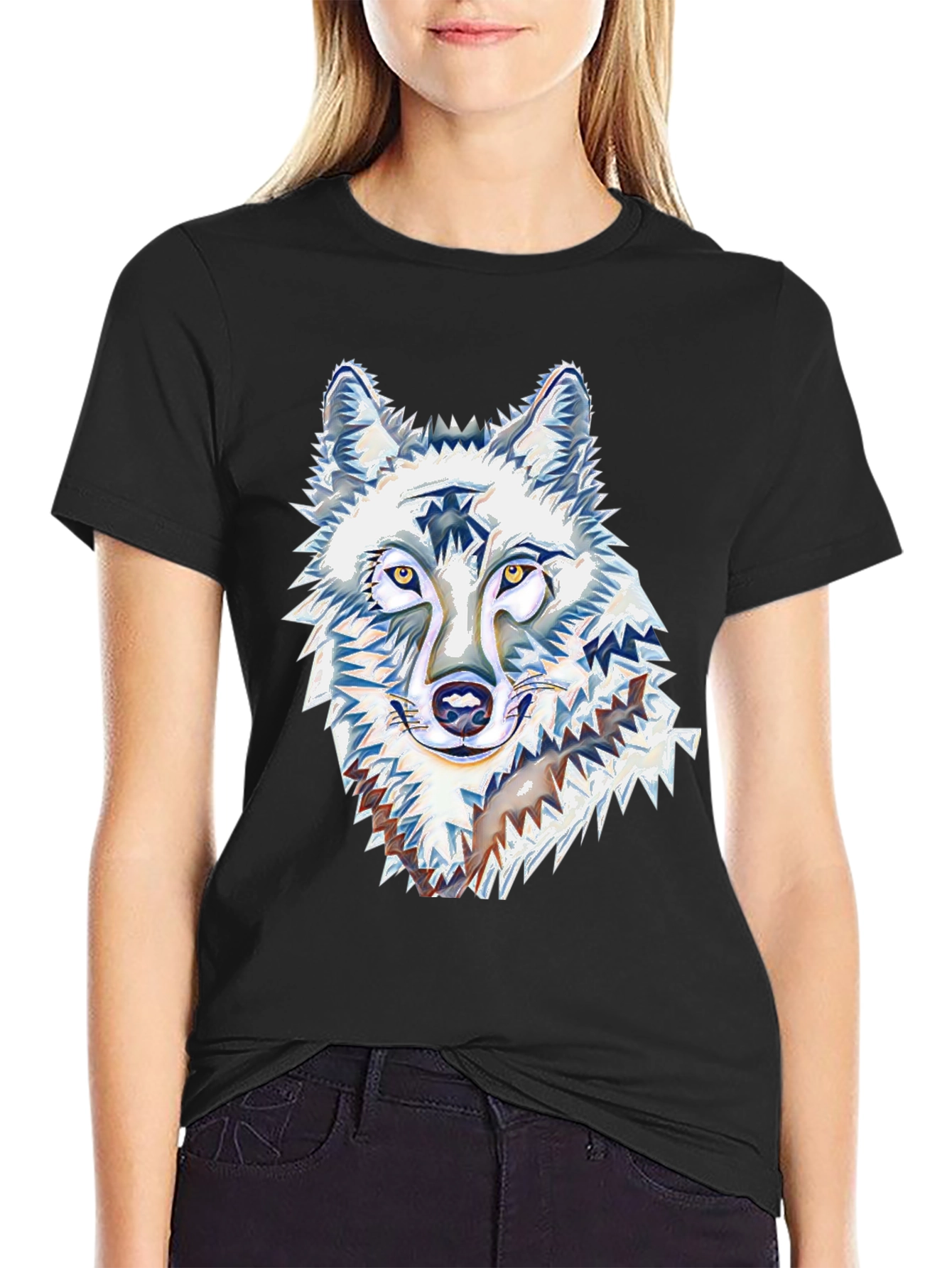 Black Wolf Graphic Tee - Black Cotton Blend view 2