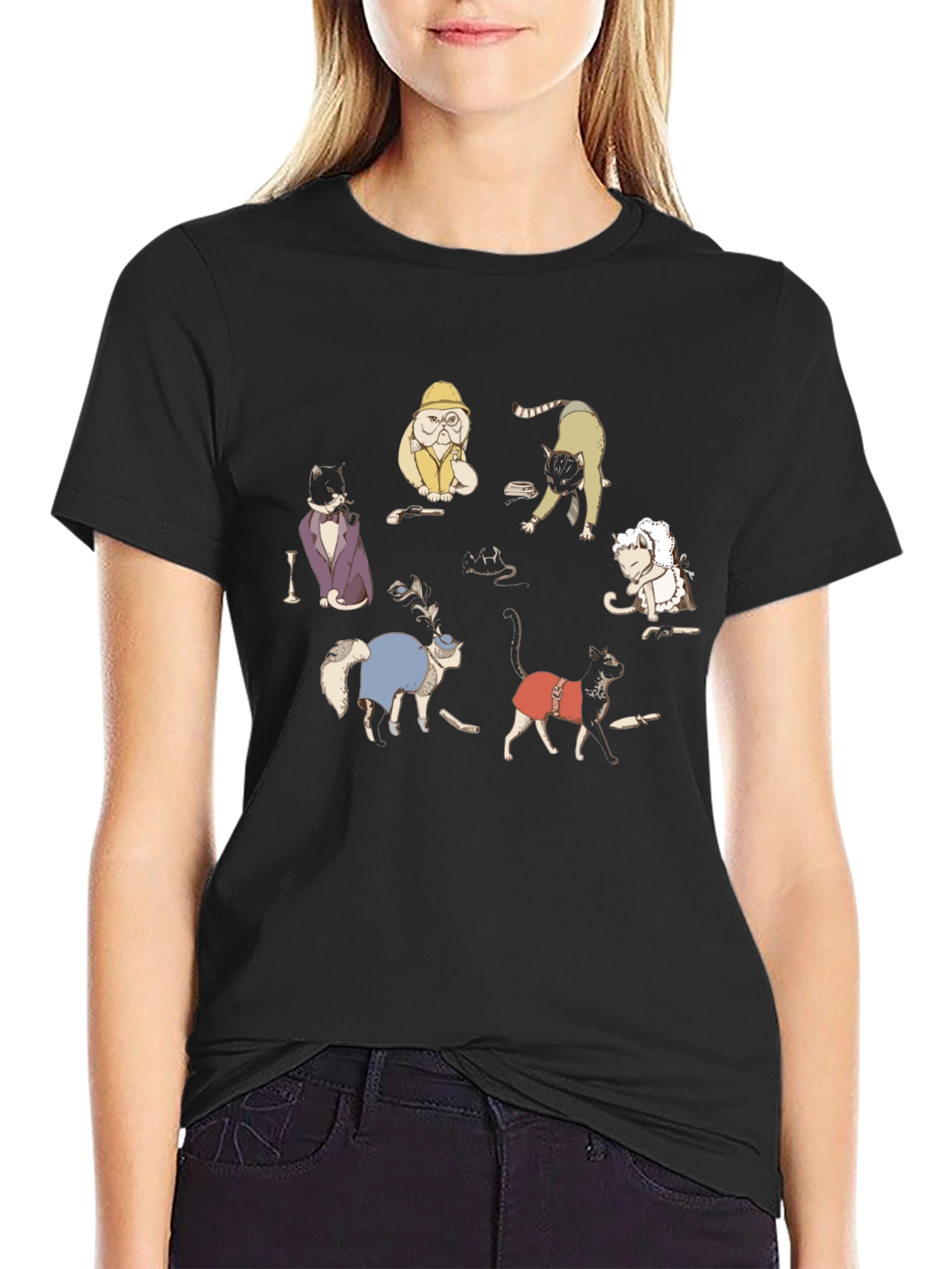 Black Cats in Costume Black Graphic Tee view 2