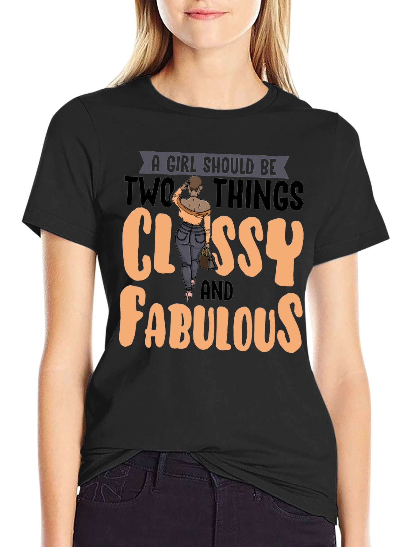 Black Classy & Fabulous Graphic Tee - Women's Empowerment view 2
