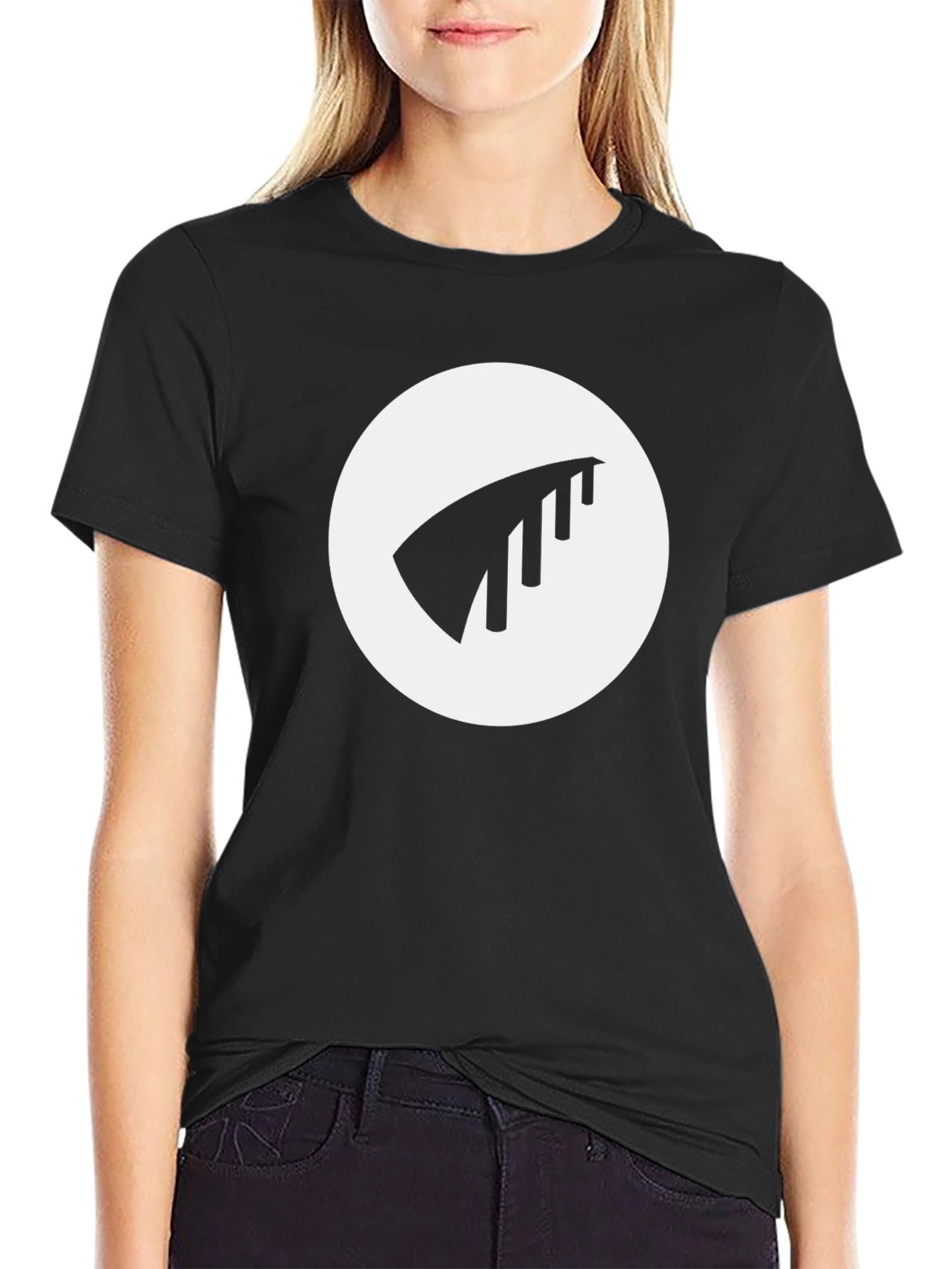 Black Modern Black T-Shirt with Abstract Logo view 2