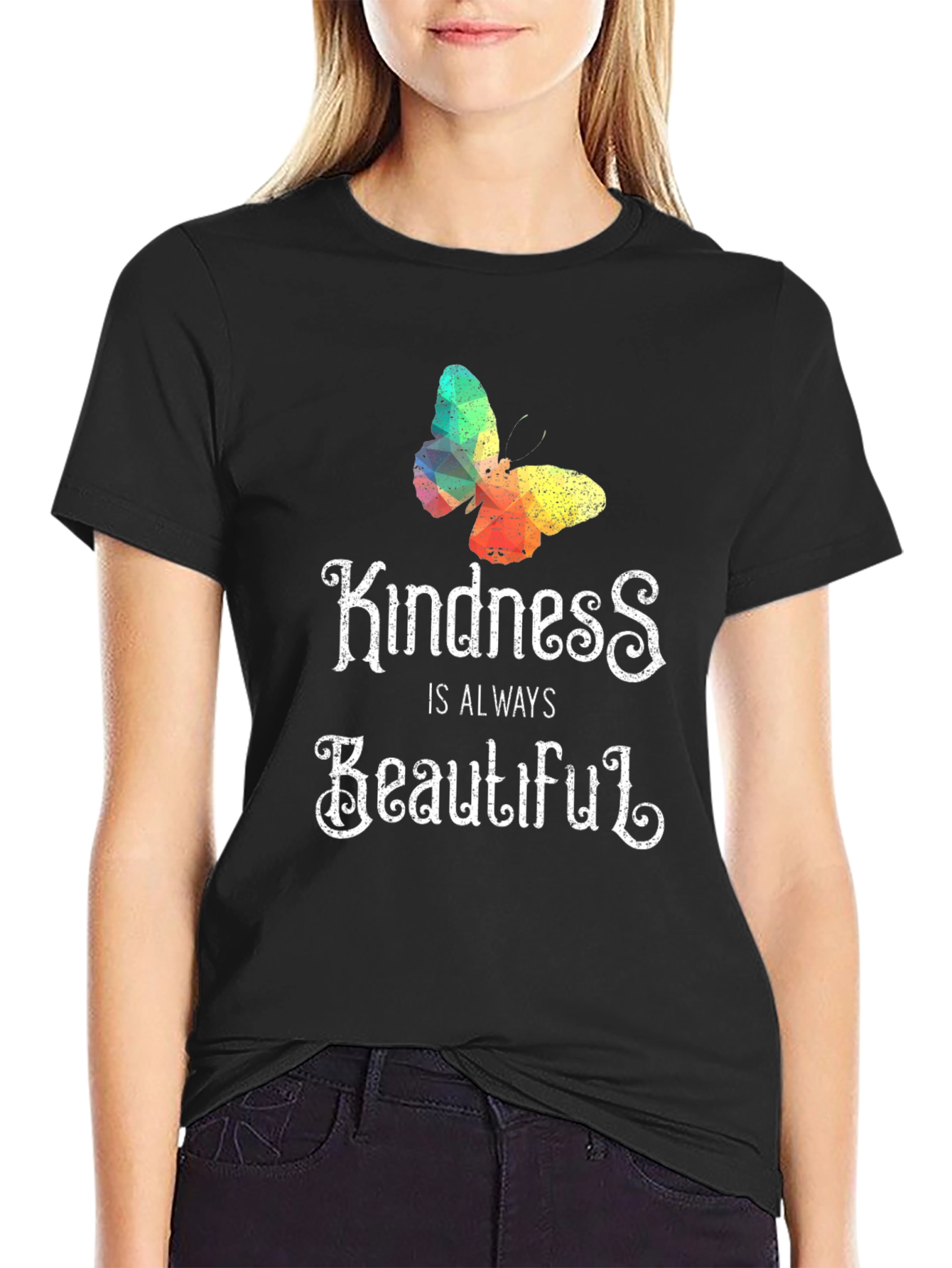 Black Kindness Butterfly T-Shirt - Always Beautiful view 2