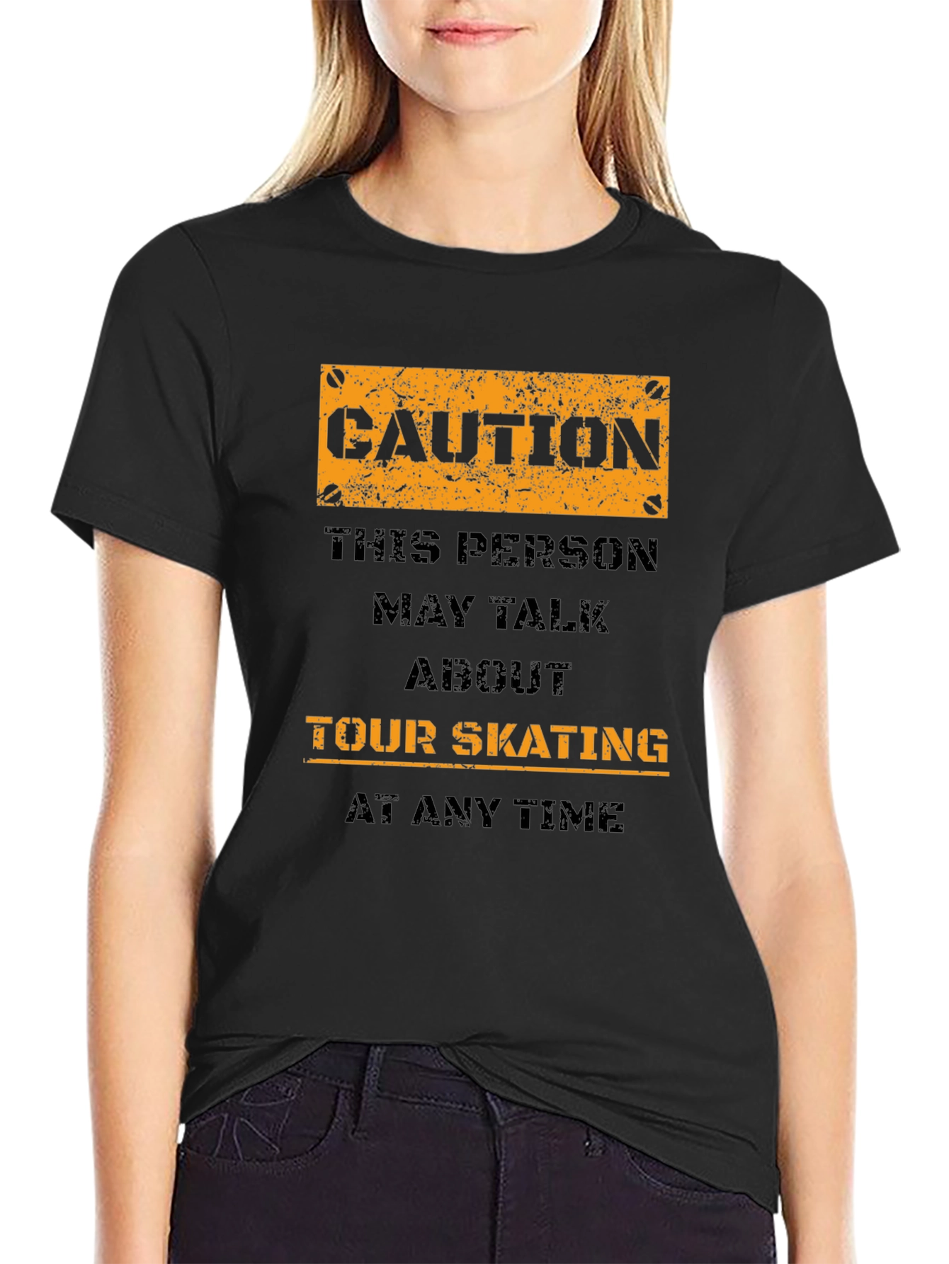 Black Caution Tour Skating T-Shirt view 2