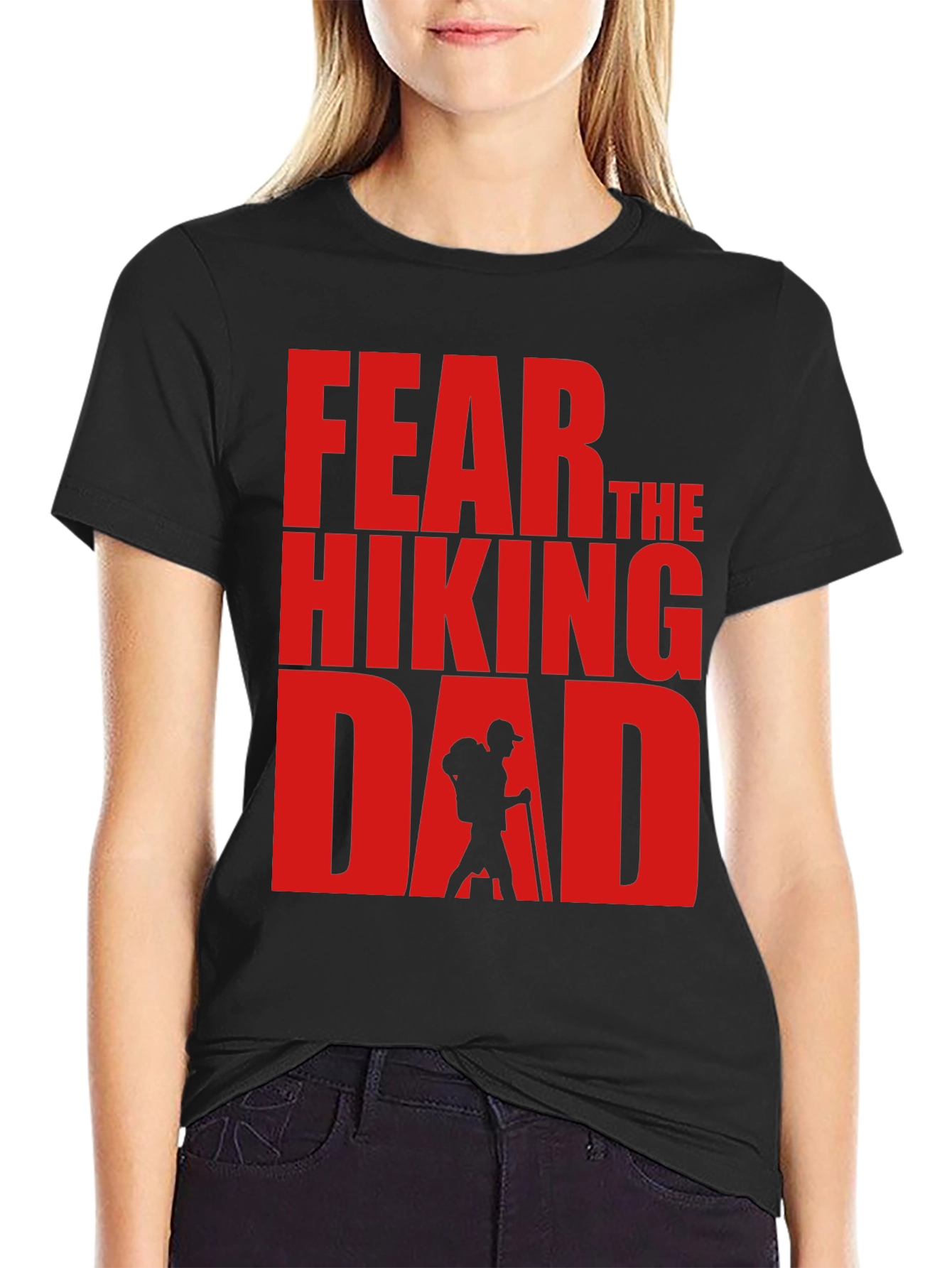 Black Fear The Hiking Dad - Funny T-Shirt view 2