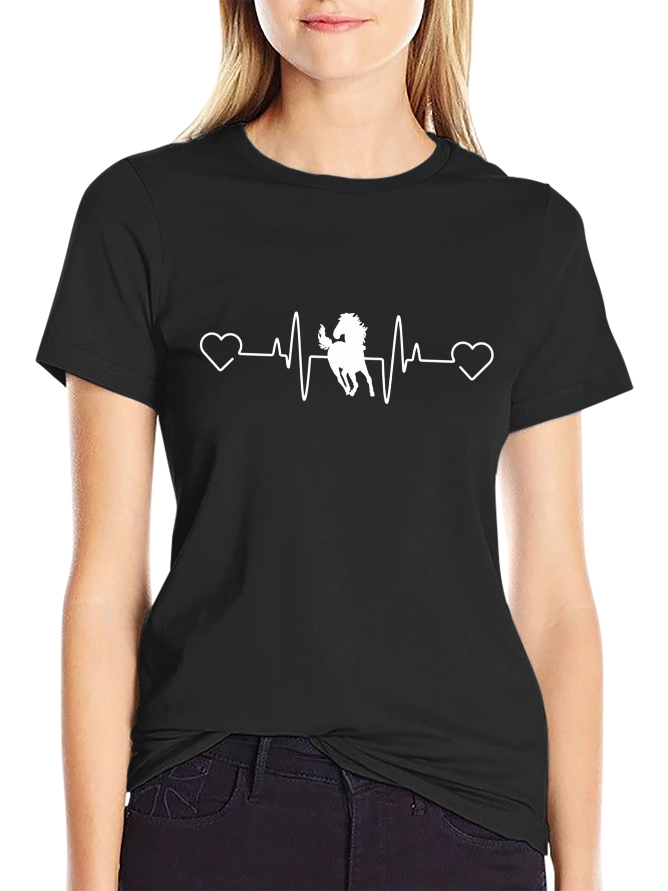 Black Horse Heartbeat Graphic Tee - Black view 2