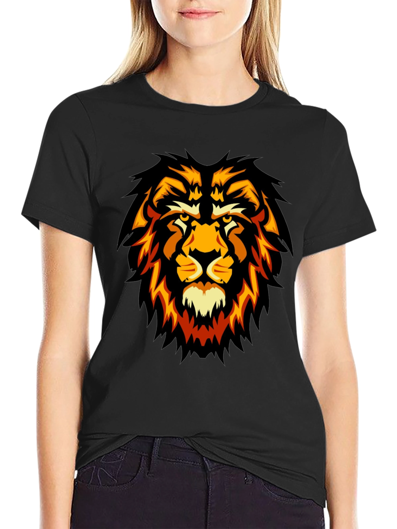 Black Lion Graphic Black T-Shirt - Fierce Style view 2