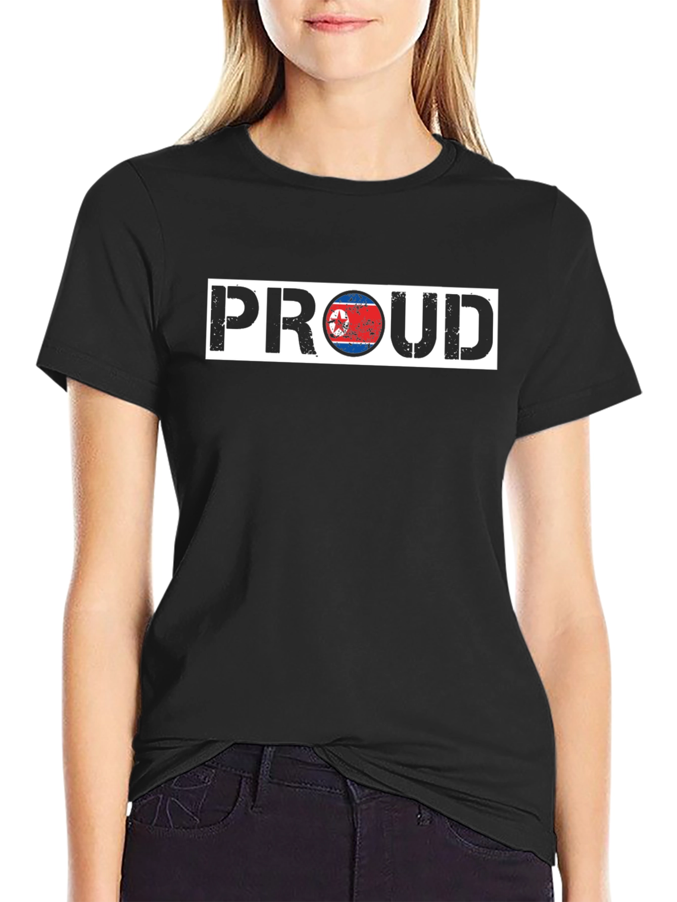 Black Proud North Korea Flag Graphic T-Shirt view 2