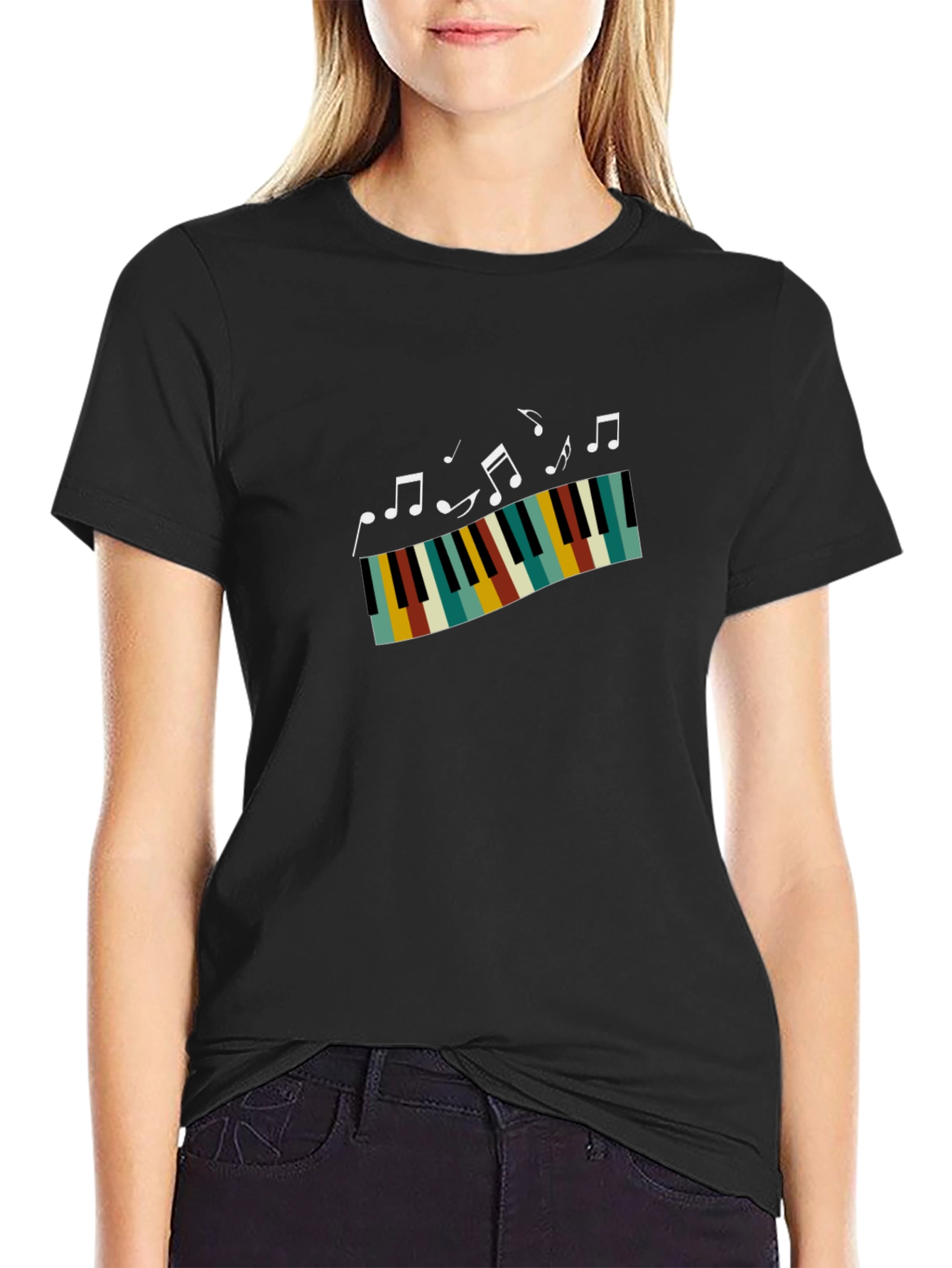 Black Musical Keys Graphic T-Shirt view 2