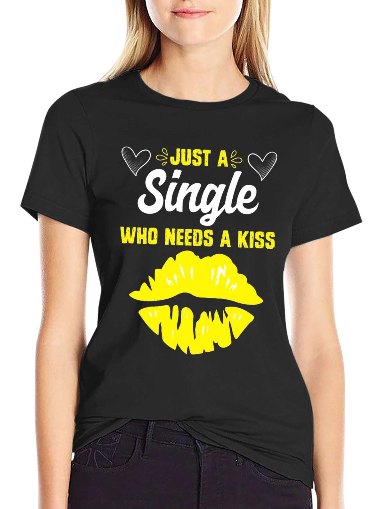 Black Single & Needs a Kiss Graphic Tee - Black view 2
