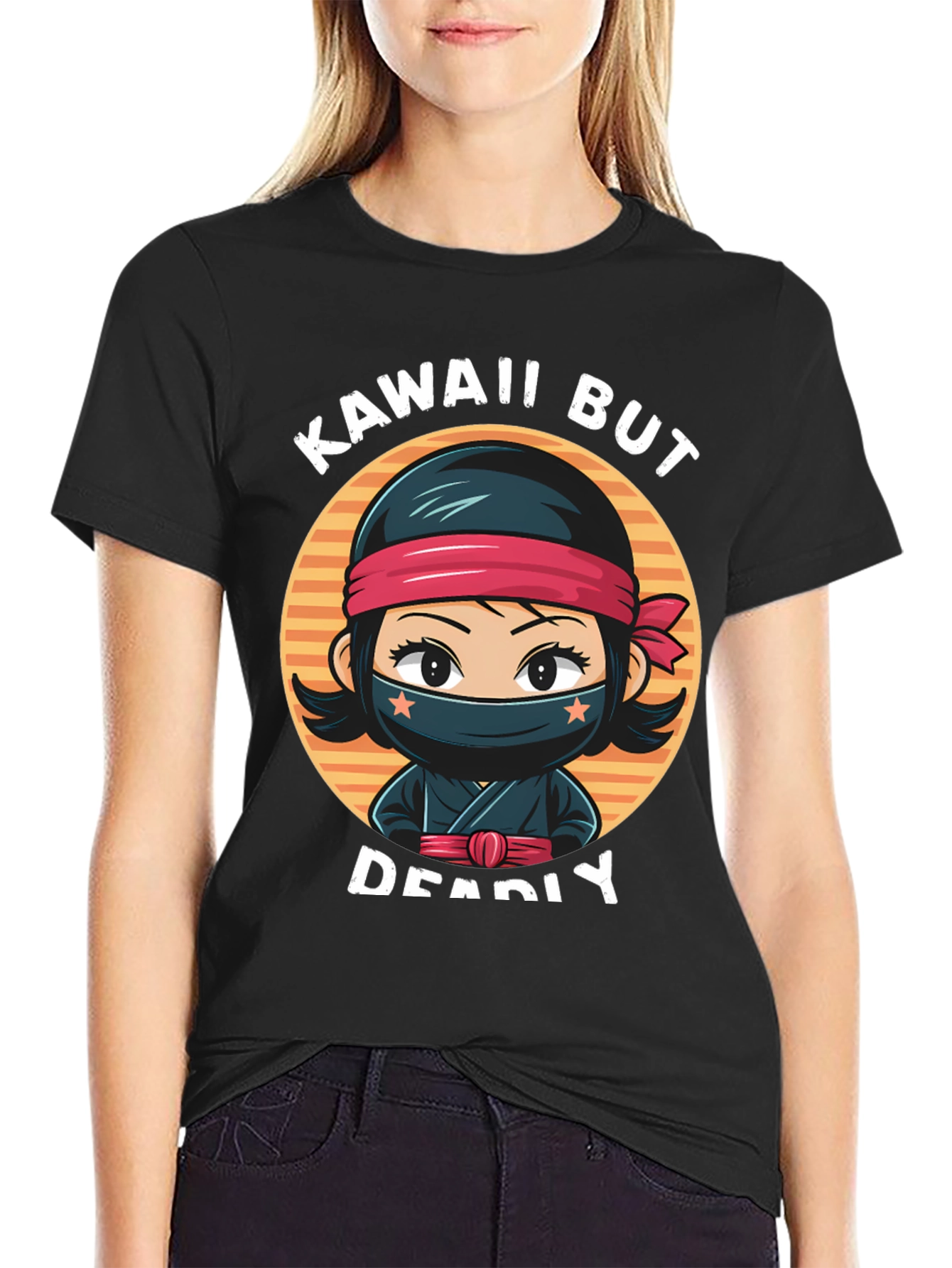 Black Kawaii But Deadly Ninja T-Shirt view 2