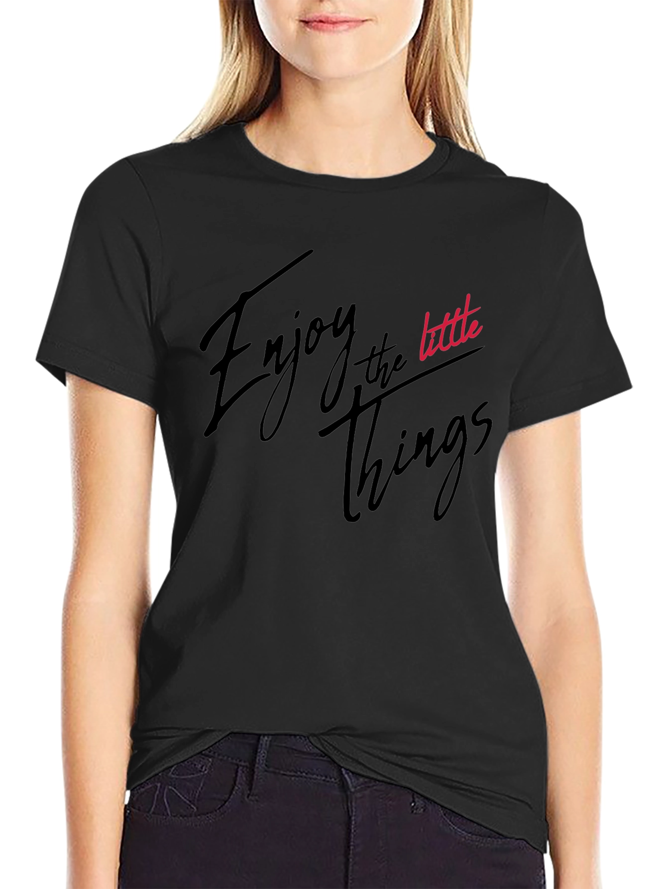 Black Enjoy the Little Things Black T-Shirt view 2