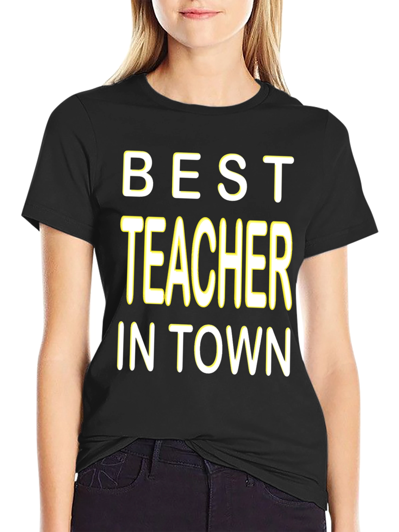 Black Best Teacher in Town Graphic Tee view 2