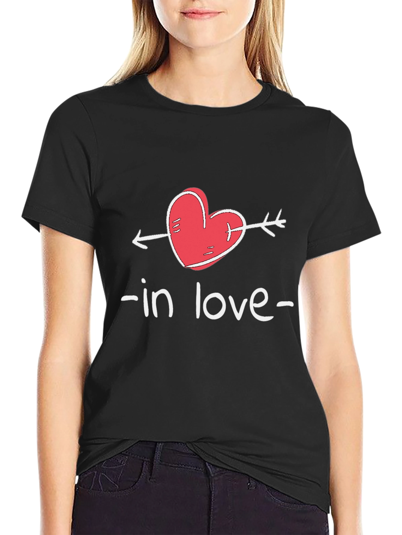 Black In Love Arrow Heart Valentine's Day T-Shirt view 2
