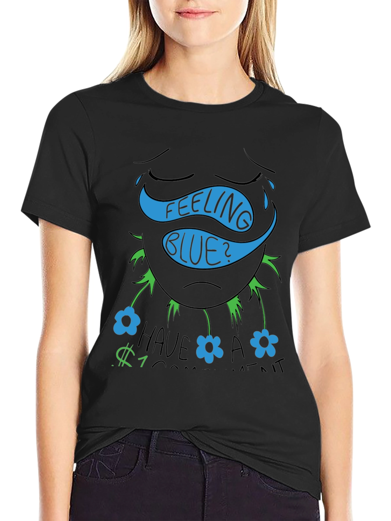 Black Feeling Blue? Funny Graphic T-Shirt view 2