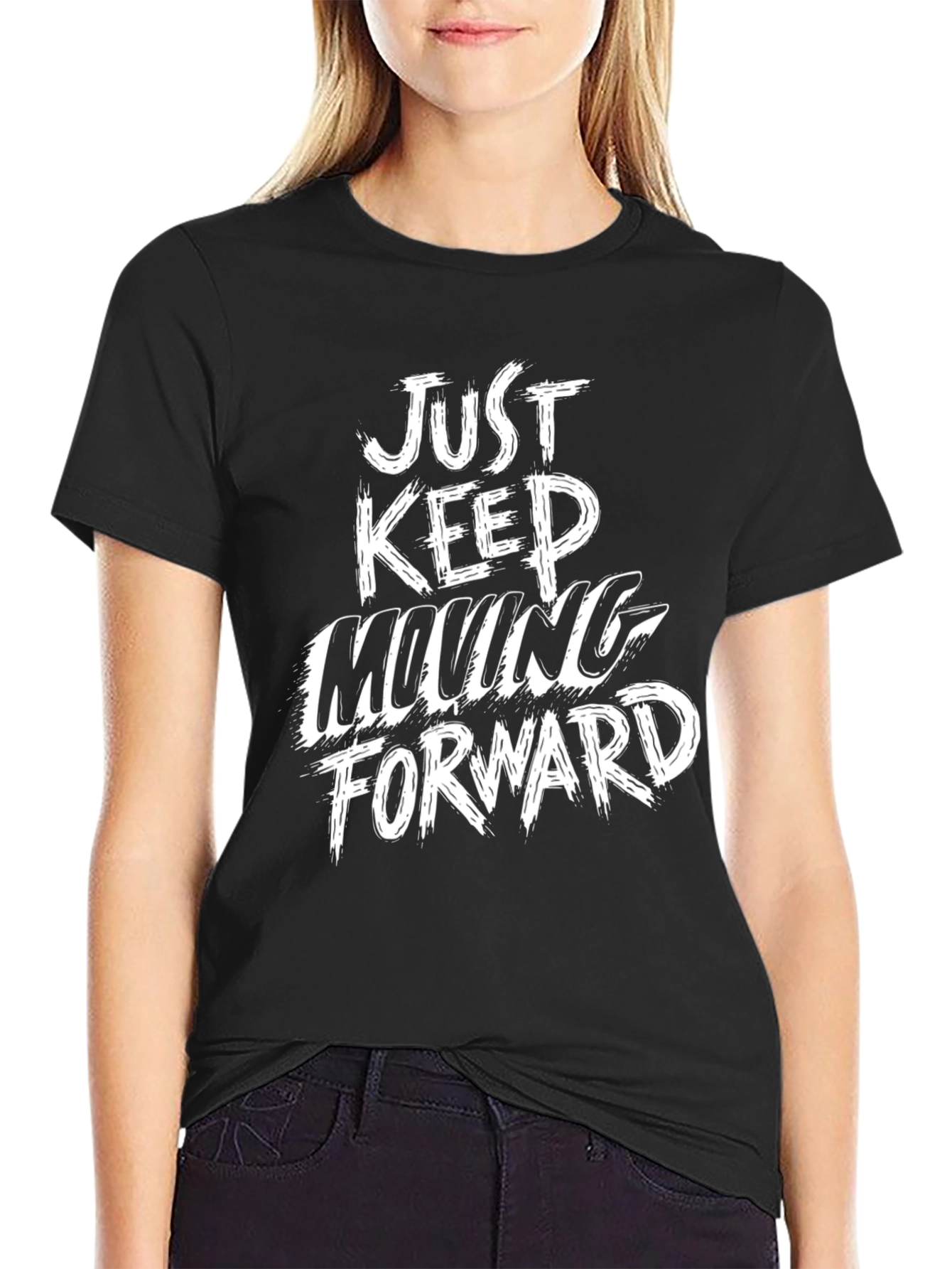 Black Just Keep Moving Forward Black T-Shirt view 2