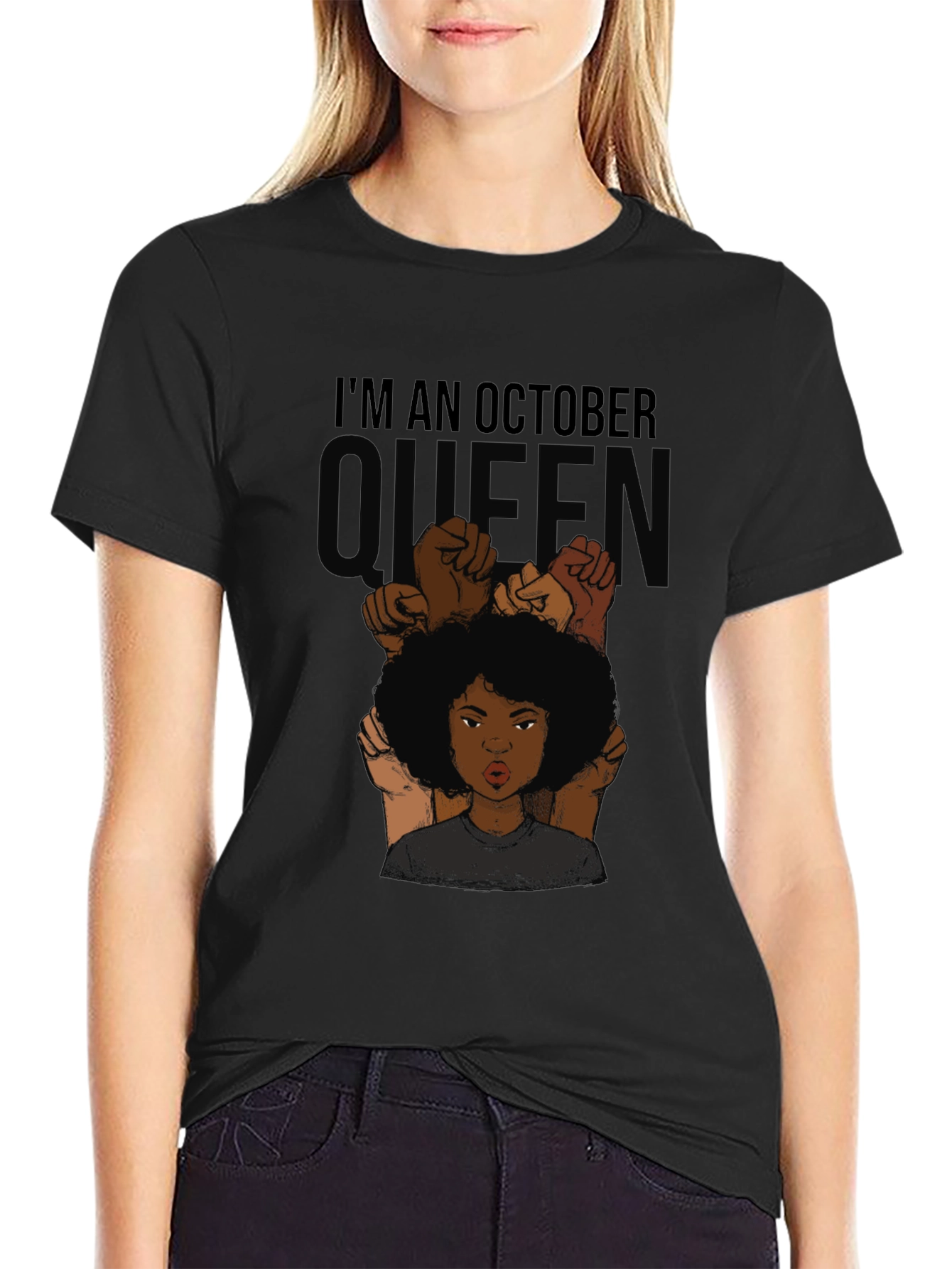 Black October Queen Black T-Shirt view 2