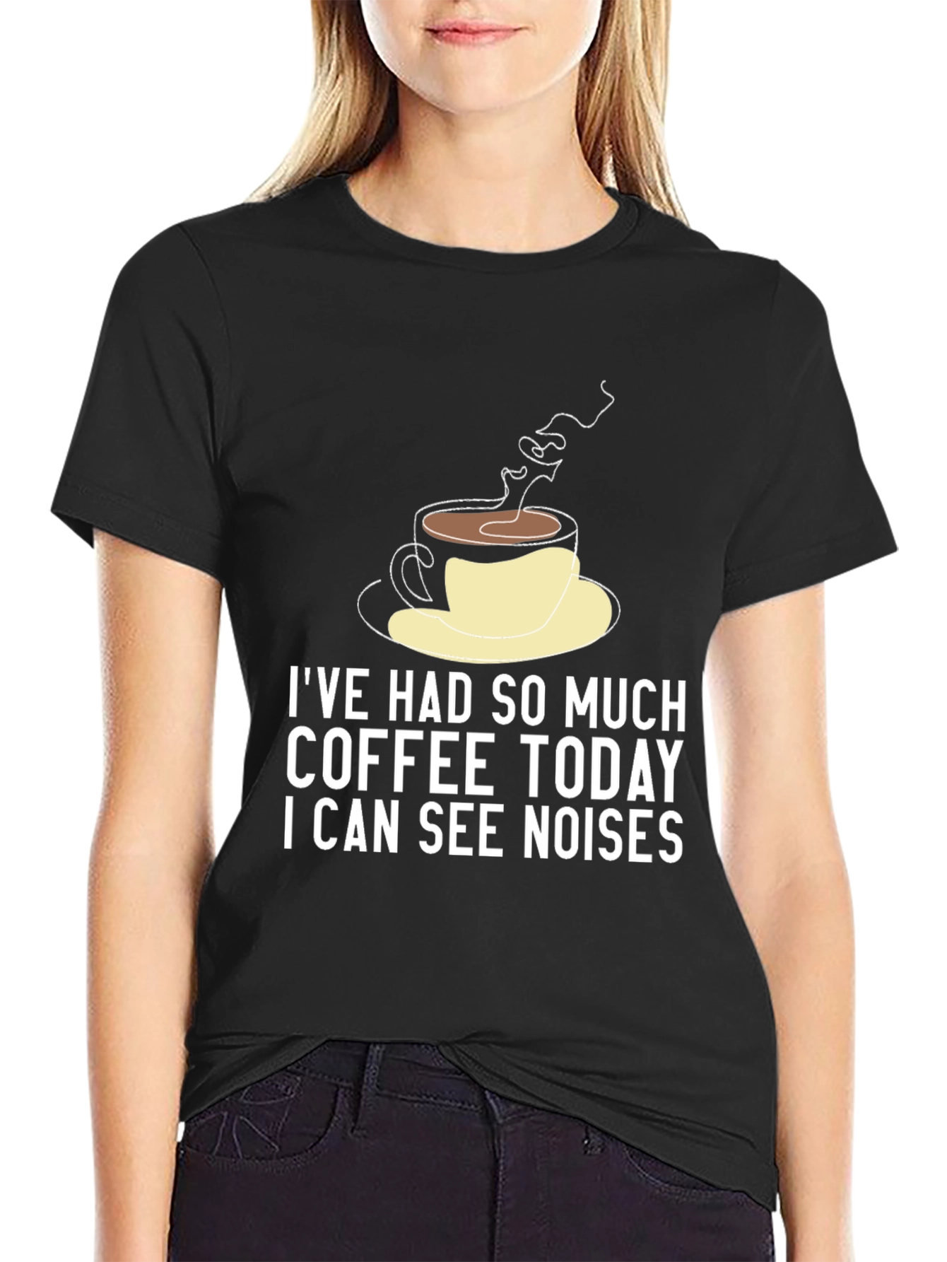 Black Funny Coffee Lover T-Shirt - I Can See Noises view 2