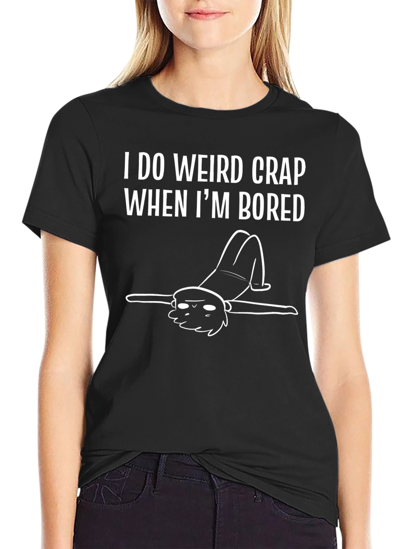 Black I Do Weird Crap When I'm Bored Black T-Shirt view 2
